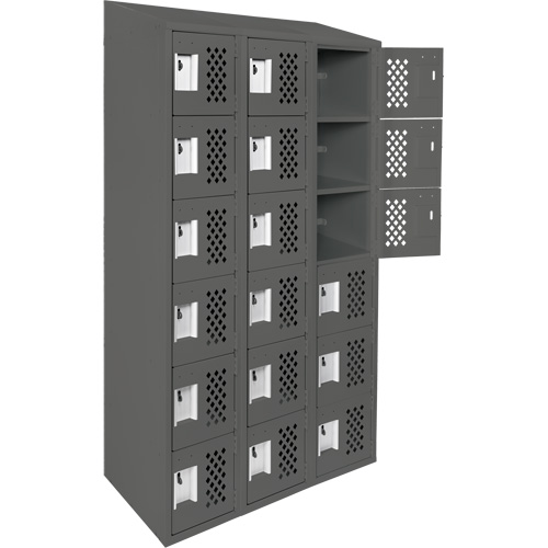 Clean-Line Perforated Lockerette, 6 -tier, Bank of 3, 12" x 72" x 12", Steel Groupe Generik