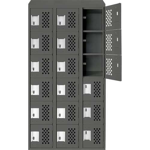 Clean-Line Perforated Lockerette, 6 -tier, Bank of 3, 12" x 72" x 12", Steel Groupe Generik
