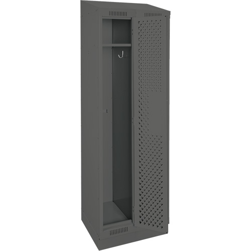 Clean Line Lockers, Bank of 2, 24" x 15" x 82", Steel, Charcoal, Rivet (Assembled), Perforated Groupe Generik