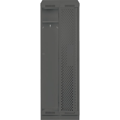 Clean Line Lockers, Bank of 2, 24" x 15" x 82", Steel, Charcoal, Rivet (Assembled), Perforated Groupe Generik