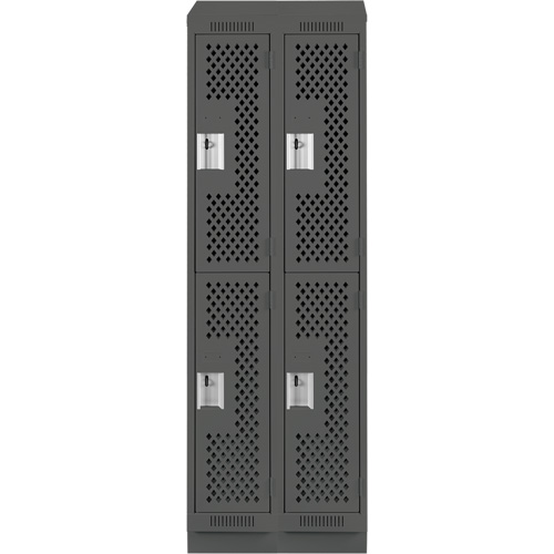 Casiers Clean Line, 2 niveaux, Bloc de 2, 24" x 12" x 82", Acier, Charbon, Rivet (assembl&eacute;), Perfor&eacute; Groupe Generik