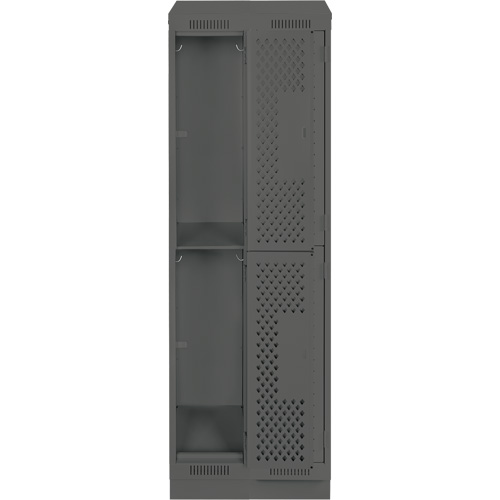 Casiers Clean Line, 2 niveaux, Bloc de 2, 24" x 12" x 82", Acier, Charbon, Rivet (assembl&eacute;), Perfor&eacute; Groupe Generik