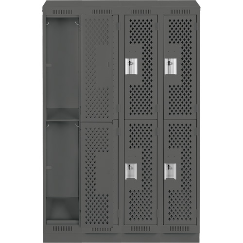 Casiers Clean Line, 2 niveaux, Bloc de 4, 48" x 12" x 82", Acier, Charbon, Rivet (assembl&eacute;), Perfor&eacute; Groupe Generik