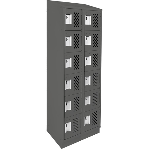 Assembled Lockerettes Clean Line Perforated Economy Lockers, 6 -tier, Bank of 2, 18" x 72" x 12", Steel Groupe Generik