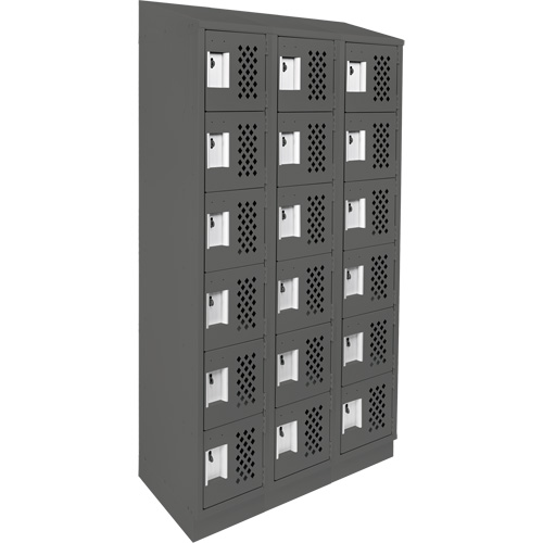 Assembled Lockerettes Clean Line Perforated Economy Lockers, 6 -tier, Bank of 3, 18" x 72" x 12", Steel Groupe Generik