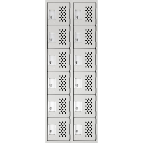 Clean-Line Perforated Lockerette, 6 -tier, Bank of 2, 12" x 72" x 12", Steel Groupe Generik