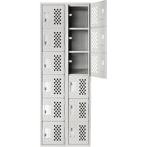 Clean-Line Perforated Lockerette, 6 -tier, Bank of 2, 12" x 72" x 12", Steel Groupe Generik