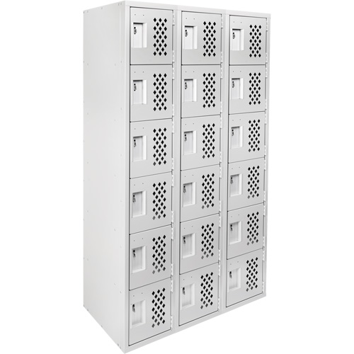 Clean-Line Perforated Lockerette, 6 -tier, Bank of 3, 12" x 72" x 12", Steel Groupe Generik