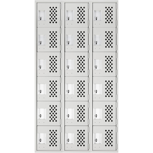 Clean-Line Perforated Lockerette, 6 -tier, Bank of 3, 12" x 72" x 12", Steel Groupe Generik