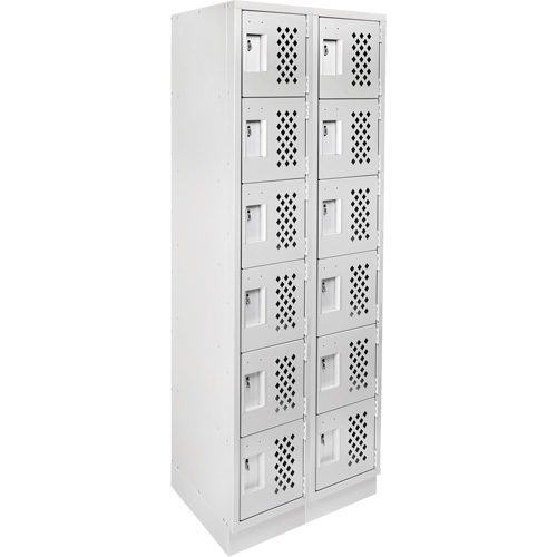 Clean-Line Perforated Lockerette, 6 -tier, Bank of 2, 12" x 72" x 12", Steel Groupe Generik