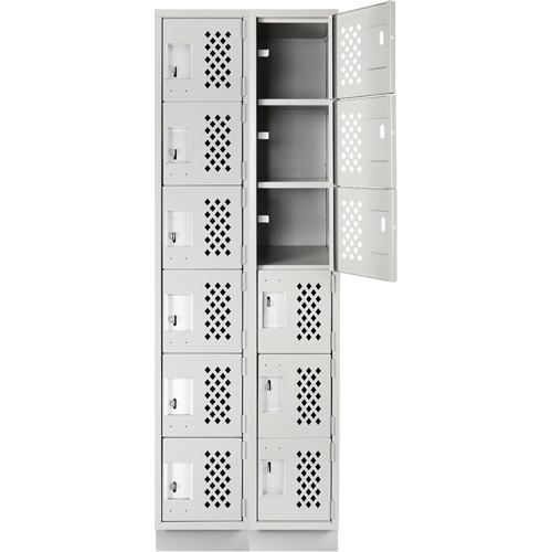 Clean-Line Perforated Lockerette, 6 -tier, Bank of 2, 12" x 72" x 12", Steel Groupe Generik