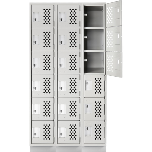 Clean-Line Perforated Lockerette, 6 -tier, Bank of 3, 12" x 72" x 12", Steel Groupe Generik