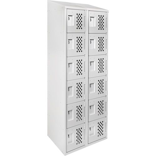 Assembled Lockerettes Clean Line Perforated Economy Lockers, 6 -tier, Bank of 2, 18" x 72" x 12", Steel Groupe Generik