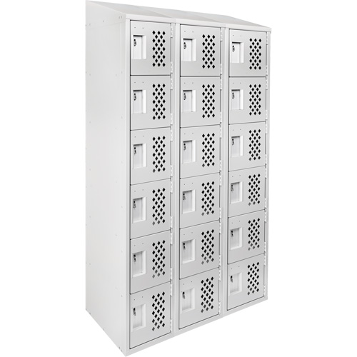 Clean-Line Perforated Lockerette, 6 -tier, Bank of 3, 12" x 72" x 12", Steel Groupe Generik