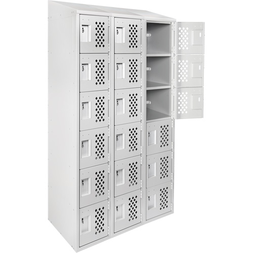 Clean-Line Perforated Lockerette, 6 -tier, Bank of 3, 12" x 72" x 12", Steel Groupe Generik