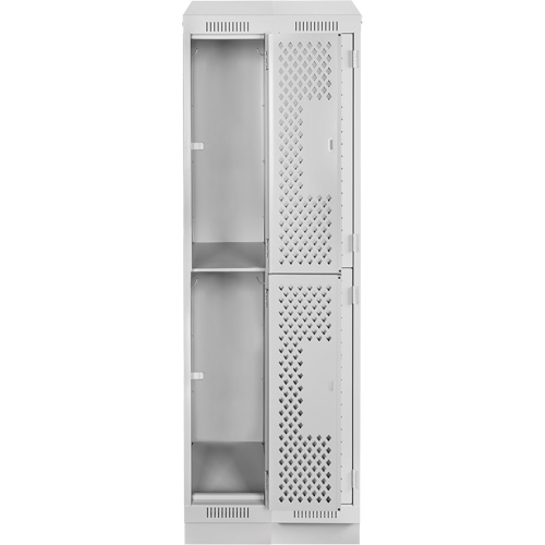Casiers Clean Line, 2 niveaux, Bloc de 2, 24" x 12" x 82", Acier, Gris, Rivet (assembl&eacute;), Perfor&eacute; Groupe Generik