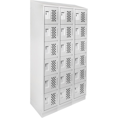 Assembled Lockerettes Clean Line Perforated Economy Lockers, 6 -tier, Bank of 3, 18" x 72" x 12", Steel Groupe Generik