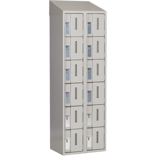Concorde Heavy-Duty Lockers, 6 -tier, Bank of 2, 24" x 18" x 78", Steel, Grey, Welded (Assembled) Groupe Generik