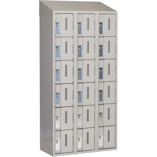 Concorde Heavy-Duty Lockers, 6 -tier, Bank of 3, 36" x 18" x 78", Steel, Grey, Welded (Assembled) Groupe Generik