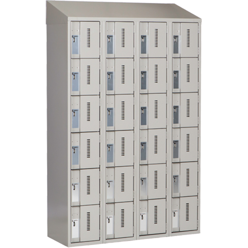Concorde Heavy-Duty Lockers, 6 -tier, Bank of 4, 48" x 18" x 78", Steel, Grey, Welded (Assembled) Groupe Generik