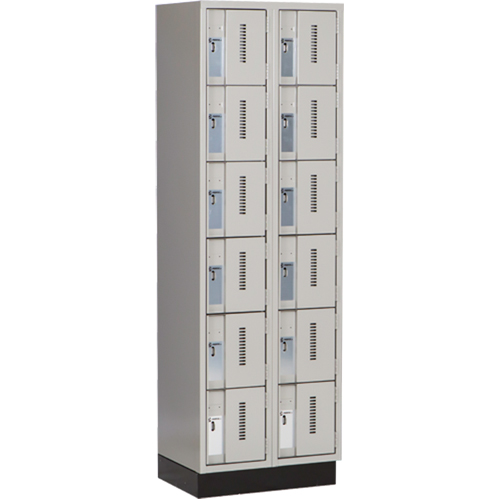 Casiers robustes Concorde, 6 niveaux, Bloc de 2, 24" x 18" x 76", Acier, Gris, Soud&eacute; (assembl&eacute;) Groupe Generik