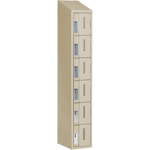 Concorde Heavy-Duty Lockers, 6 -tier, 12" x 18" x 78", Steel, Beige, Welded (Assembled) Groupe Generik