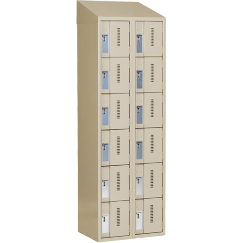 Concorde Heavy-Duty Lockers, 6 -tier, Bank of 2, 24" x 18" x 78", Steel, Beige, Welded (Assembled) Groupe Generik