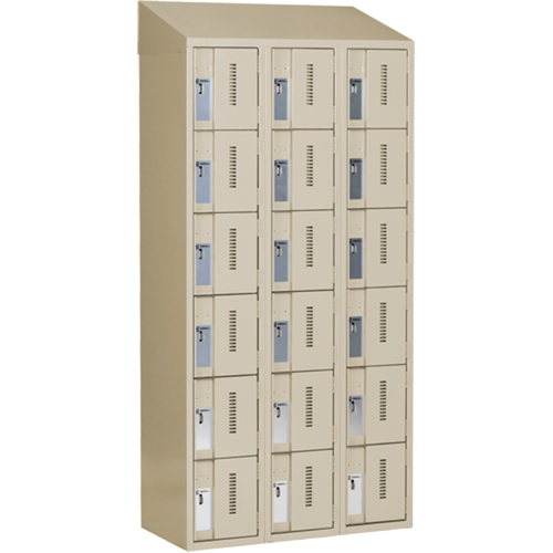Concorde Heavy-Duty Lockers, 6 -tier, Bank of 3, 36" x 18" x 78", Steel, Beige, Welded (Assembled) Groupe Generik