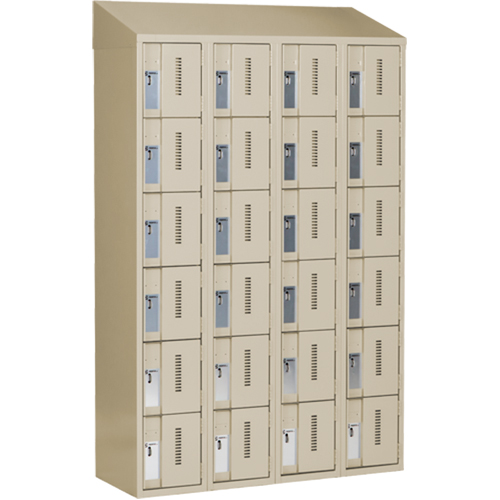 Concorde Heavy-Duty Lockers, 6 -tier, Bank of 4, 48" x 18" x 78", Steel, Beige, Welded (Assembled) Groupe Generik