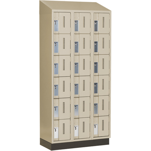 Concorde Heavy-Duty Lockers, 6 -tier, Bank of 3, 36" x 18" x 82", Steel, Beige, Welded (Assembled) Groupe Generik