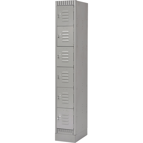 Lockers, 6 -tier, 12" x 18" x 76", Steel, Grey, Knocked Down Groupe Generik