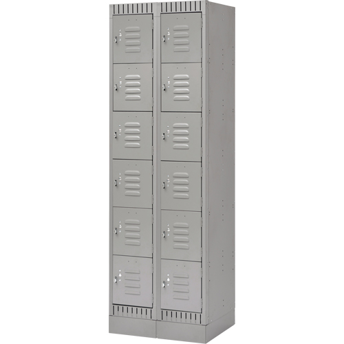Casiers, 6 niveaux, Bloc de 2, 24" x 18" x 76", Acier, Gris, D&eacute;mont&eacute; Groupe Generik