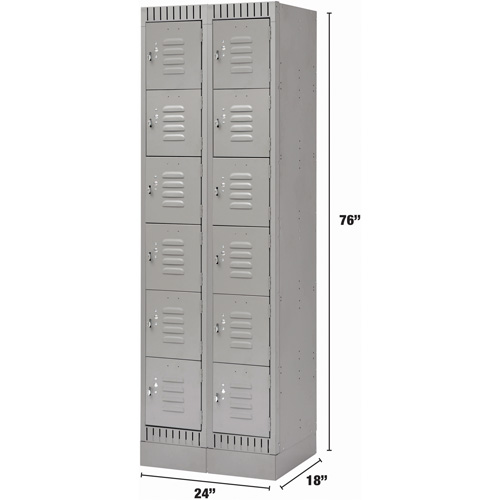 Casiers, 6 niveaux, Bloc de 2, 24" x 18" x 76", Acier, Gris, D&eacute;mont&eacute; Groupe Generik