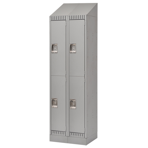 Assembled Lockers, 2 -tier, Bank of 2, 24" x 18" x 72", Steel, Grey, Rivet (Assembled) Groupe Generik