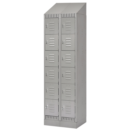 Casiers, 6 niveaux, Bloc de 2, 24" x 18" x 86", Acier, Gris, D&eacute;mont&eacute; Groupe Generik