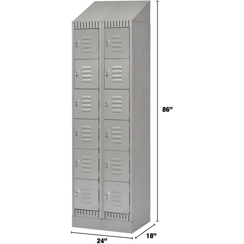 Casiers, 6 niveaux, Bloc de 2, 24" x 18" x 86", Acier, Gris, D&eacute;mont&eacute; Groupe Generik