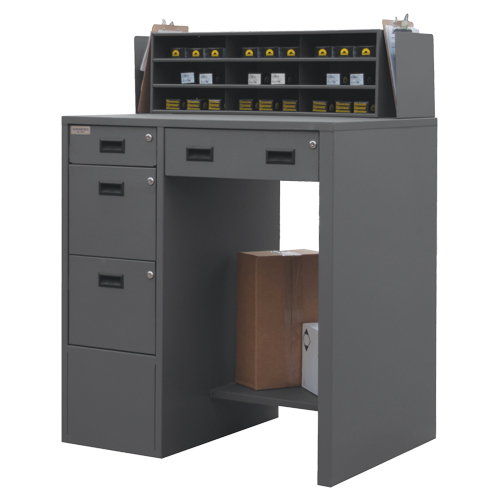 Shop Desk, 39" W x 29" D x 53" H, Grey Groupe Generik