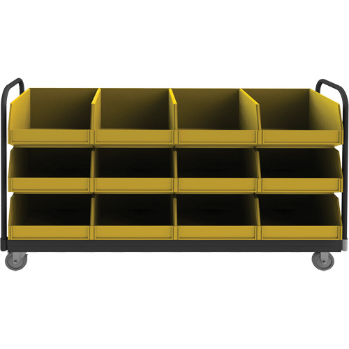 Mobile Tub Rack, Double-sided, 12 bins, 78" W x 18" D x 47" H Groupe Generik