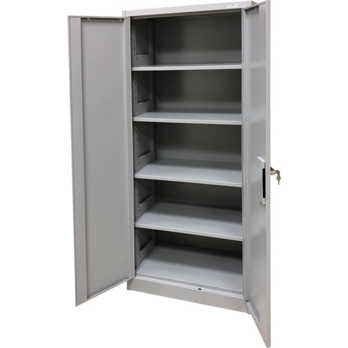 Storage Cabinet, Steel, 4 Shelves, 66" H x 30" W x 15" D, Grey Groupe Generik