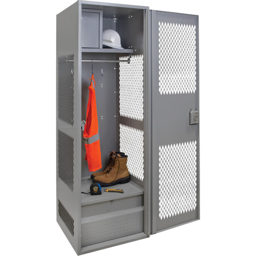 Gear Locker with Door, Steel, 24" W x 24" D x 72" H, Grey Groupe Generik