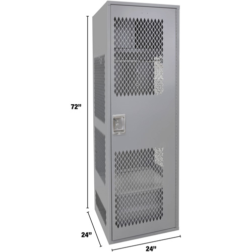 Gear Locker with Door, Steel, 24" W x 24" D x 72" H, Grey Groupe Generik