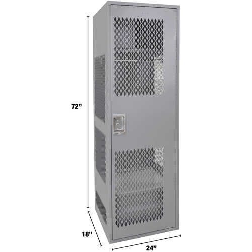 Casier pour &eacute;quipement avec porte, Acier, 24" la x 18" p x 72" h, Gris Groupe Generik