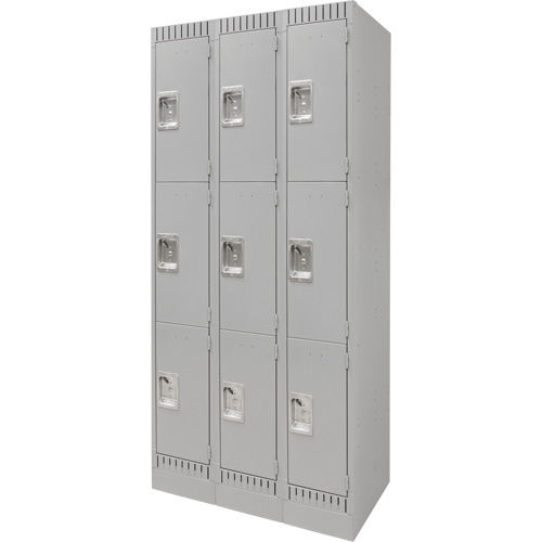 Casiers, 3 niveaux, Bloc de 3, 36" x 18" x 76", Acier, Gris, D&eacute;mont&eacute; Groupe Generik