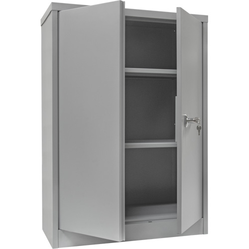 Counter-High Storage Cabinet, Steel, 2 Shelves, 42" H x 30" W x 15" D, Grey Groupe Generik