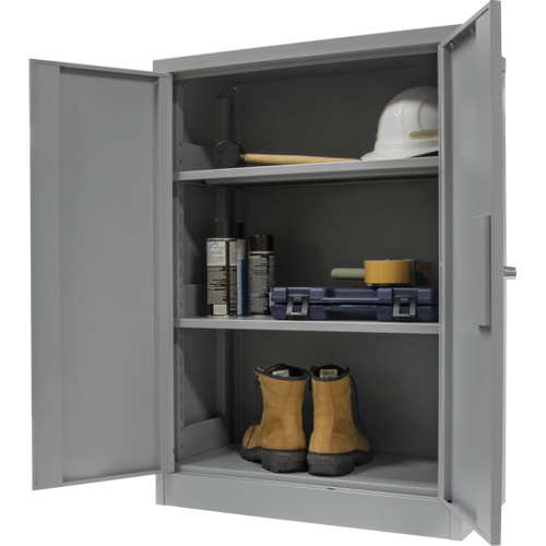Counter-High Storage Cabinet, Steel, 2 Shelves, 42" H x 30" W x 15" D, Grey Groupe Generik