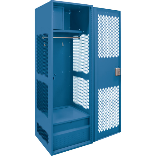Casier pour &eacute;quipement avec porte, Acier, 24" la x 24" p x 72" h, Bleu fonc&eacute; Groupe Generik
