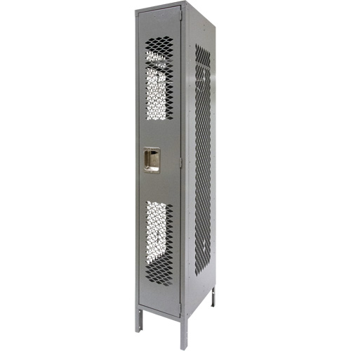 Vented Lockers, 12" x 18" x 78", Steel, Grey, Knocked Down, Perforated Groupe Generik