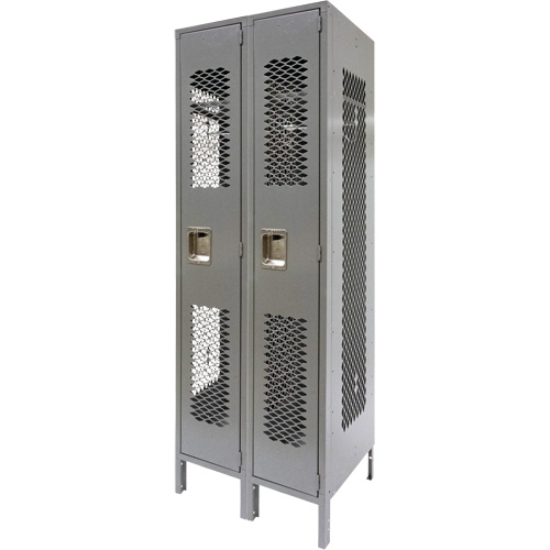 Casiers ventil&eacute;s, Bloc de 2, 24" x 18" x 78", Acier, Gris, D&eacute;mont&eacute;, Perfor&eacute; Groupe Generik