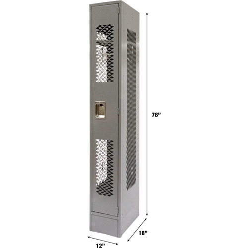 Vented Lockers, 12" x 18" x 78", Steel, Grey, Knocked Down, Perforated Groupe Generik