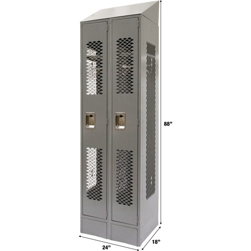 Casiers ventil&eacute;s, Bloc de 2, 24" x 18" x 88", Acier, Gris, D&eacute;mont&eacute;, Perfor&eacute; Groupe Generik